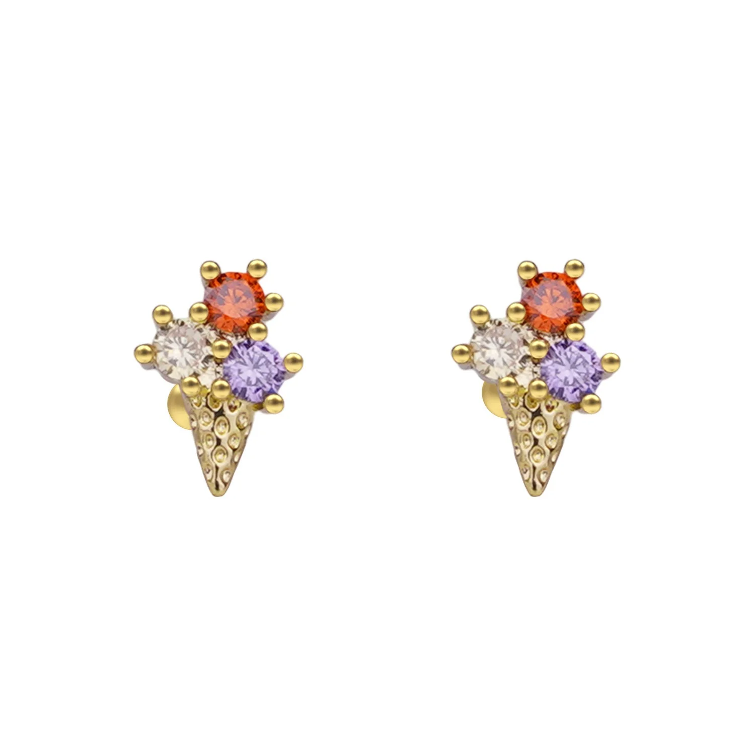Sterling Silver Kids Crystal Ice Cream Earrings - Image 8