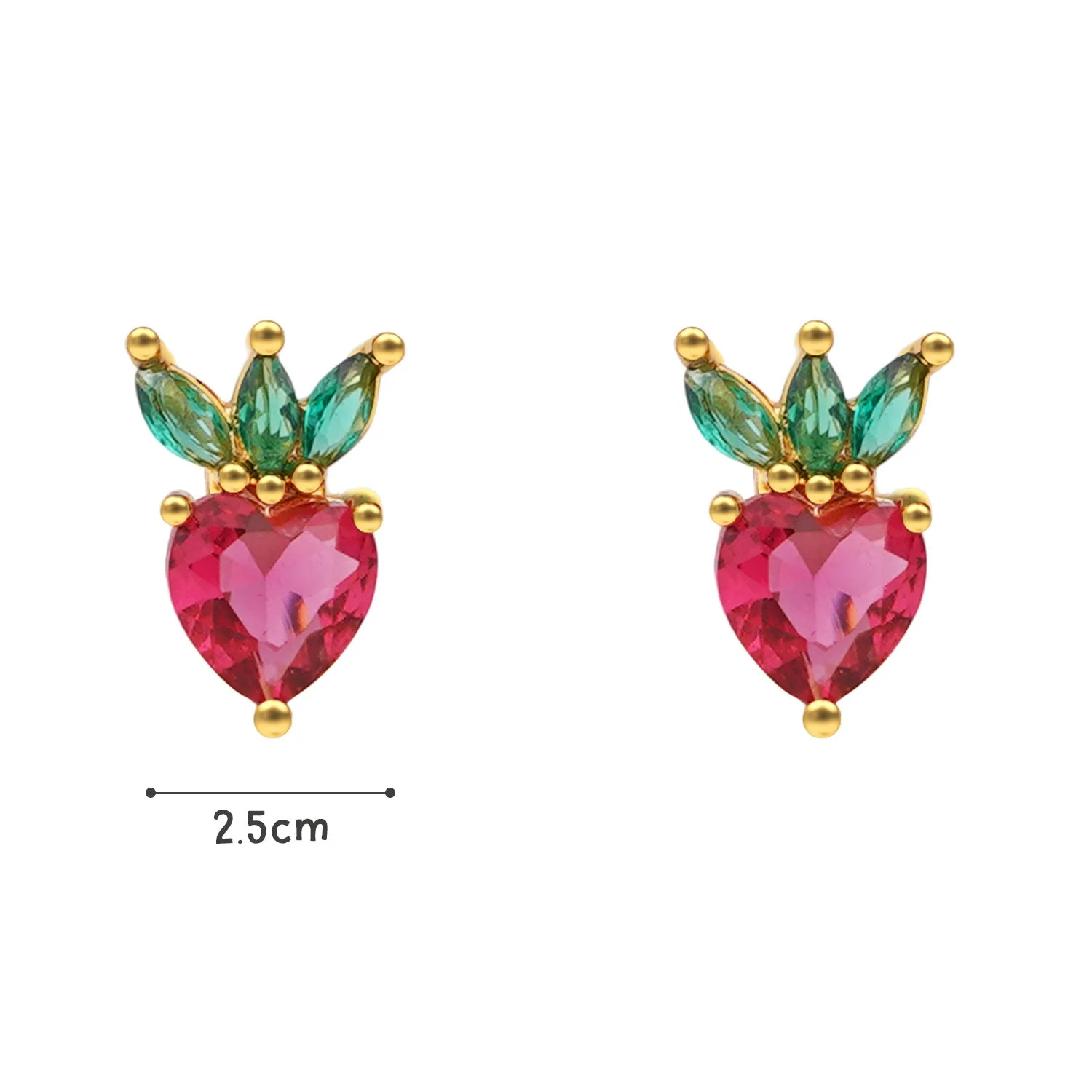 Sterling Silver Kids Crystal Strawberry Earrings - Image 8