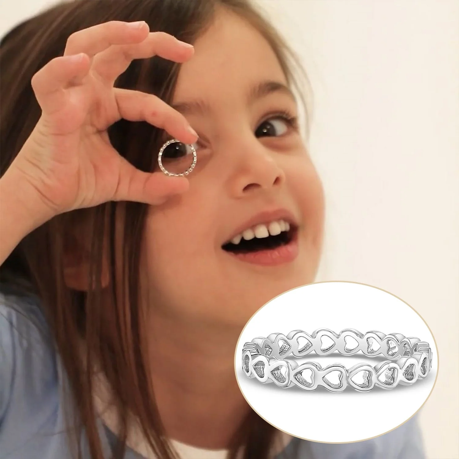 Sterling Silver Skeleton Heart Kids Ring - Image 2
