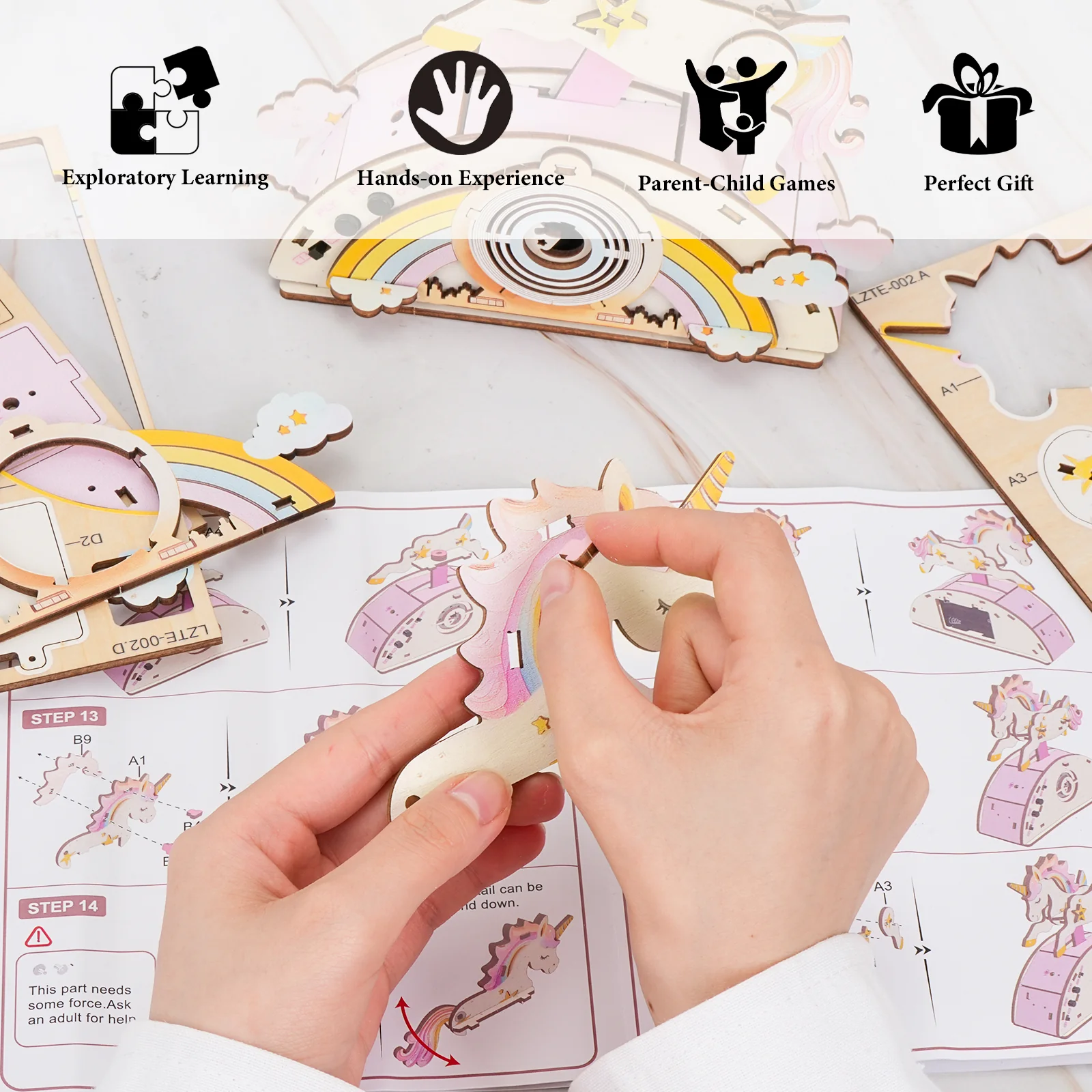 Strolling Unicorn – 3D DIY Wooden Puzzle Recorder - Image 3