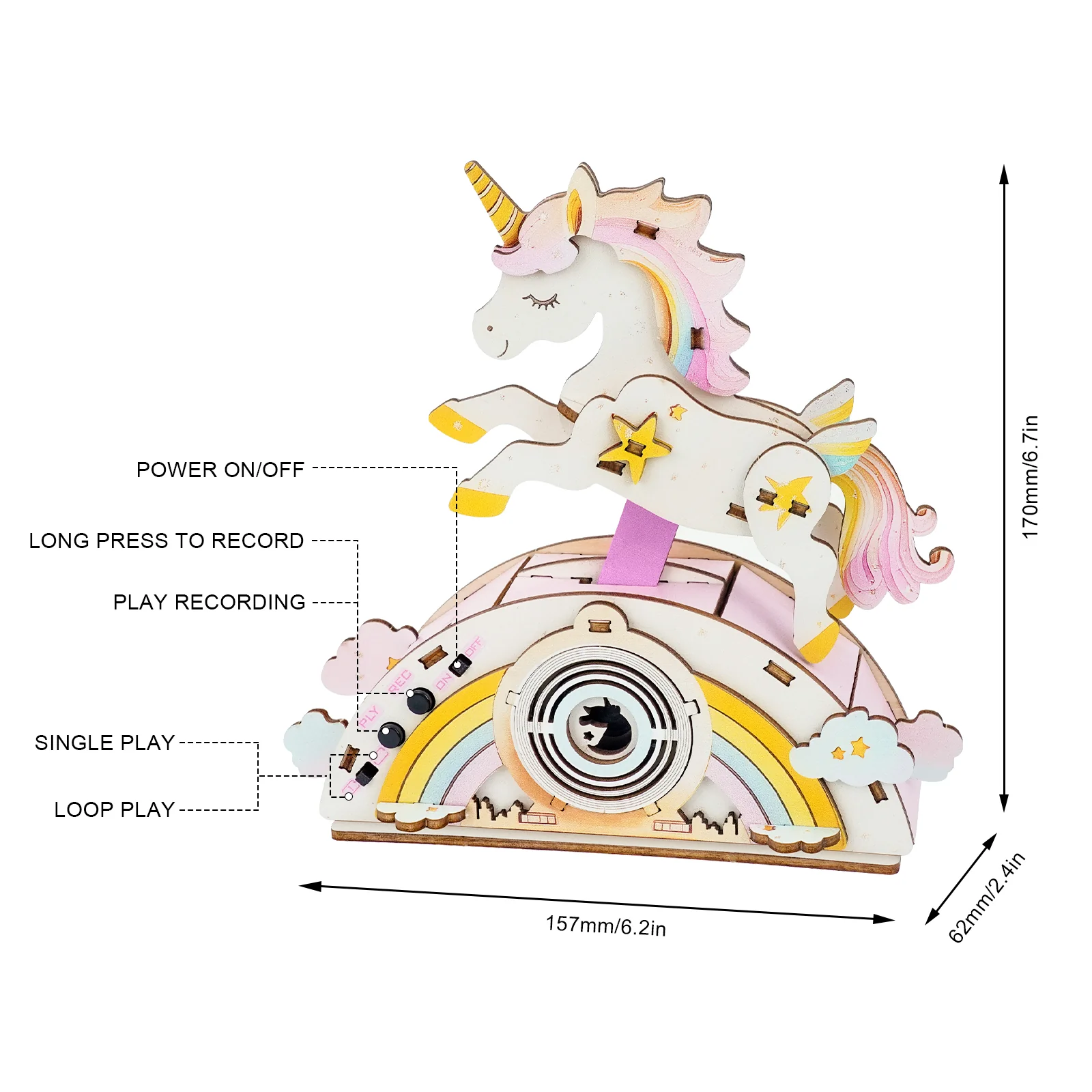 Strolling Unicorn – 3D DIY Wooden Puzzle Recorder - Image 6