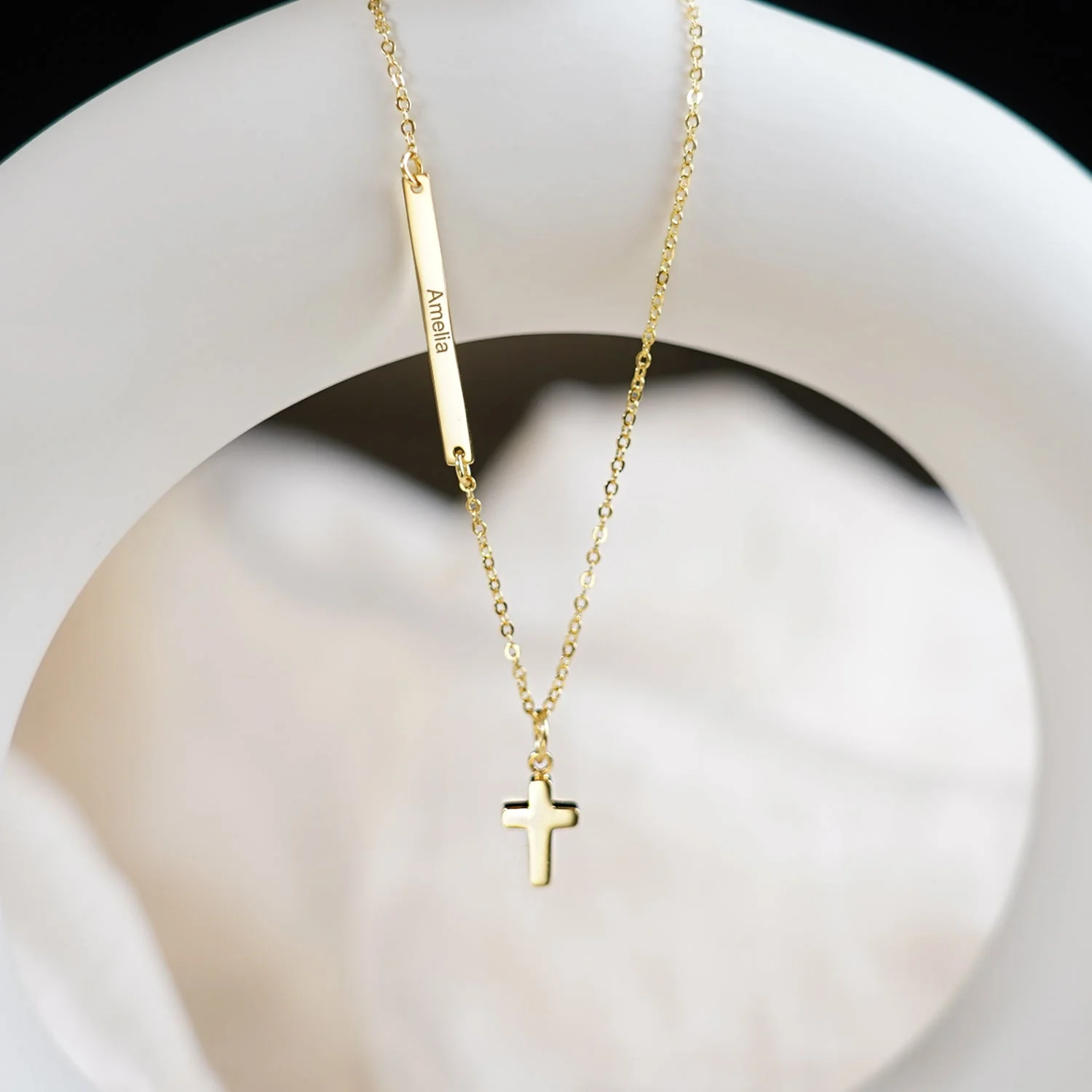 Tiny Cross Personalized Kids Name Necklace - Image 6