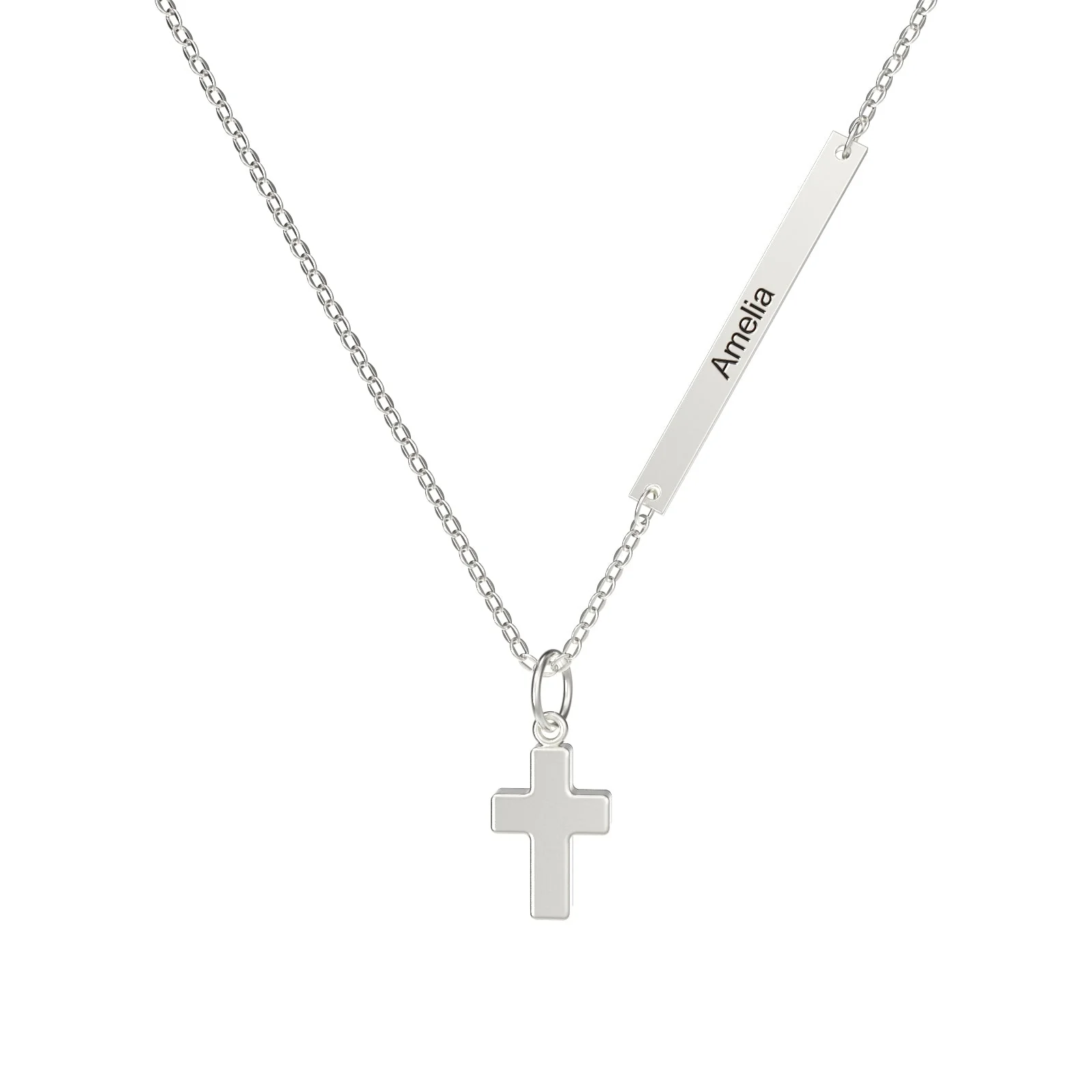 Tiny Cross Personalized Kids Name Necklace - Image 7