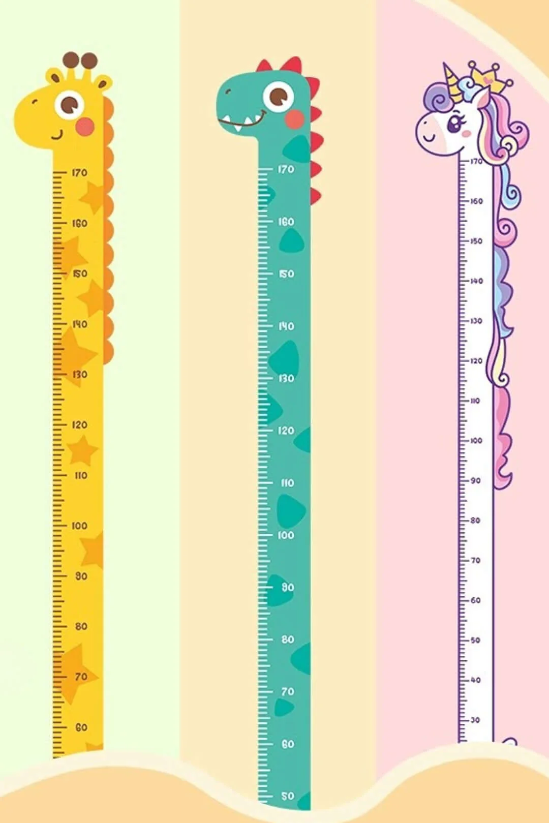 Unicorn Giraffe Dinosaur Baby Height Growth Chart Wall Sticker - Image 3