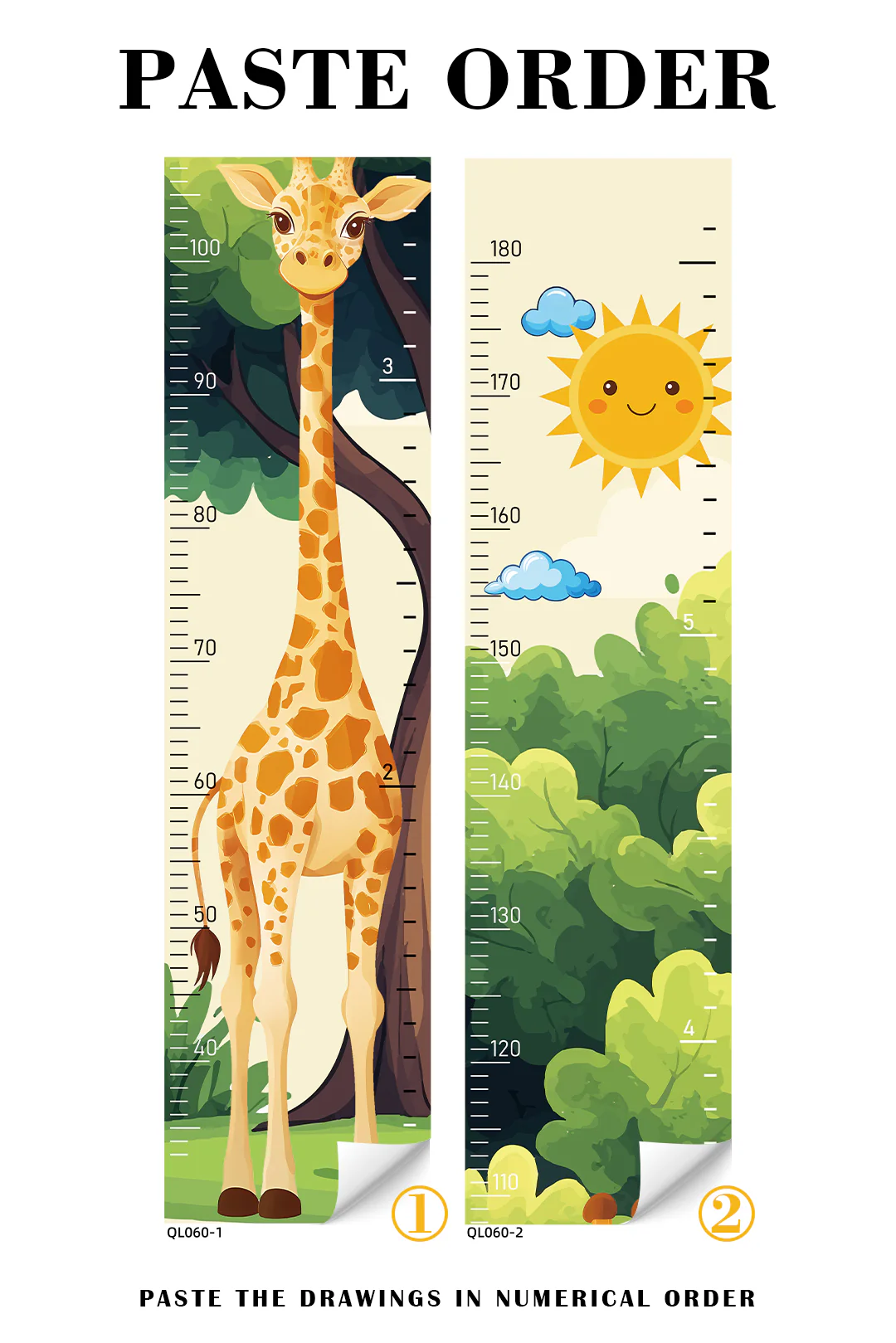 Whimsical Giraffe Growth Chart Wall Decal - Image 6