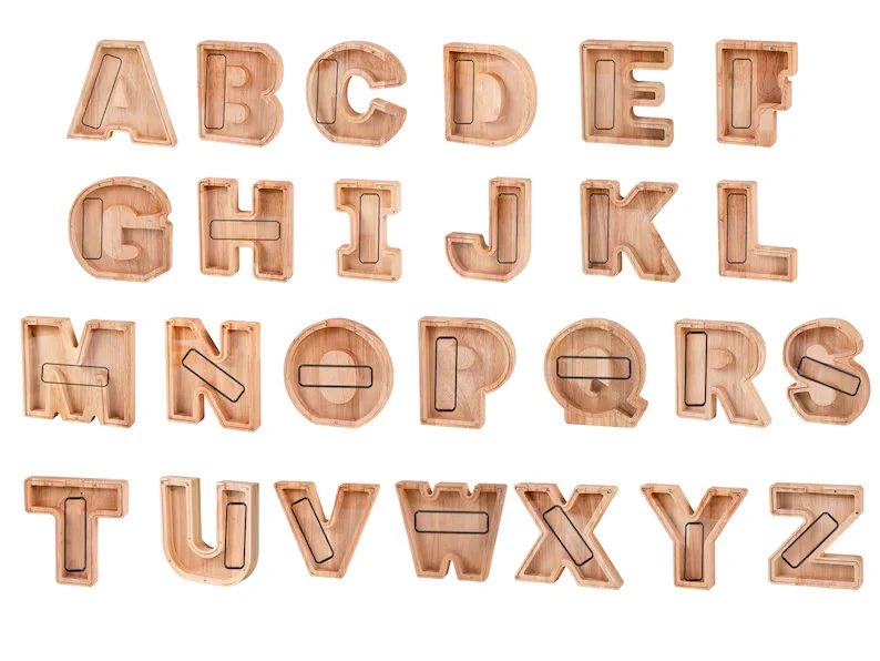 Wooden 26 Letter Piggy Bank For Kids - Image 3