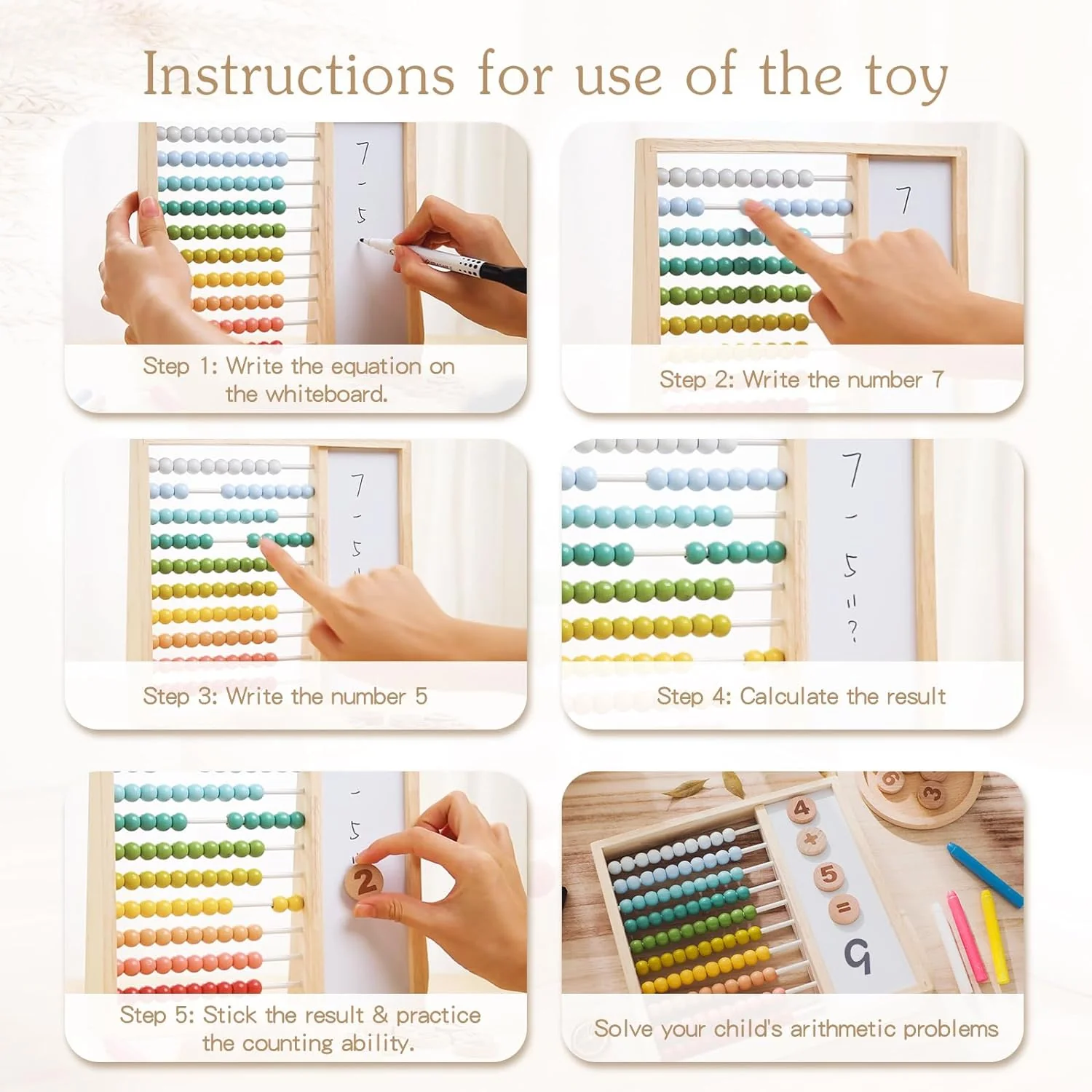 Wooden Abacus Beads Counting Toys - Image 4