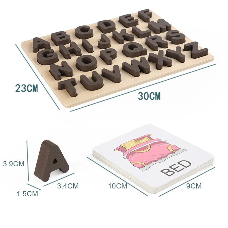 Wooden Alphabet Puzzle With 18 Word Cards - Image 3