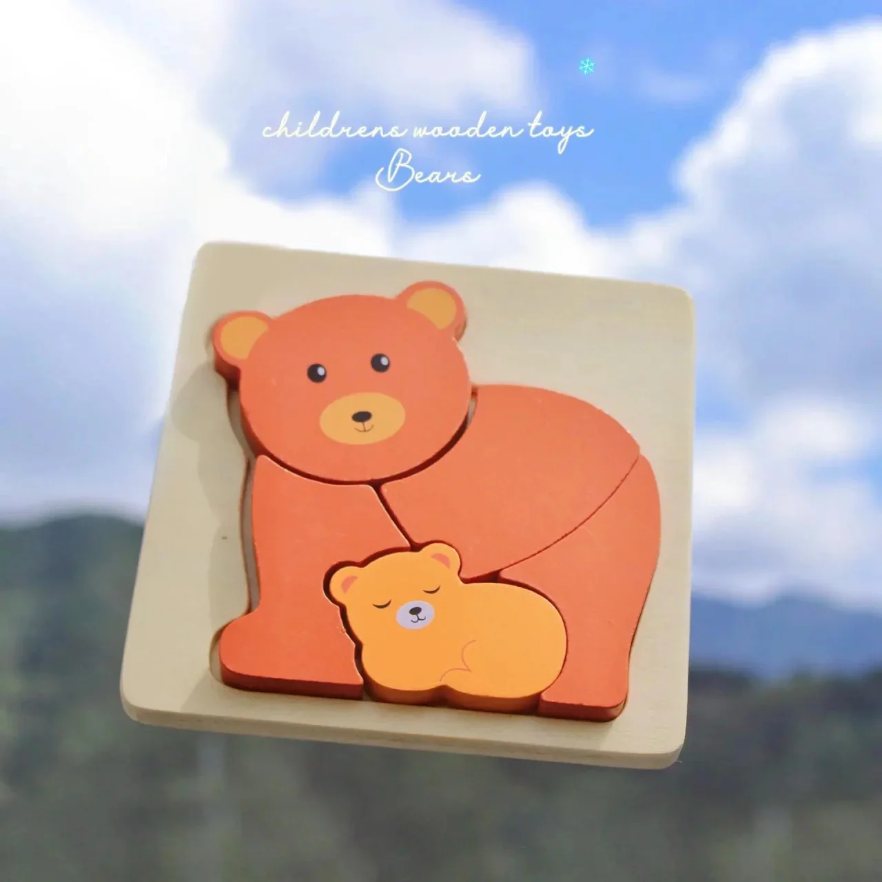 Wooden Animal Parent-Child puzzle (5 Pcs/1 Set) - Image 3