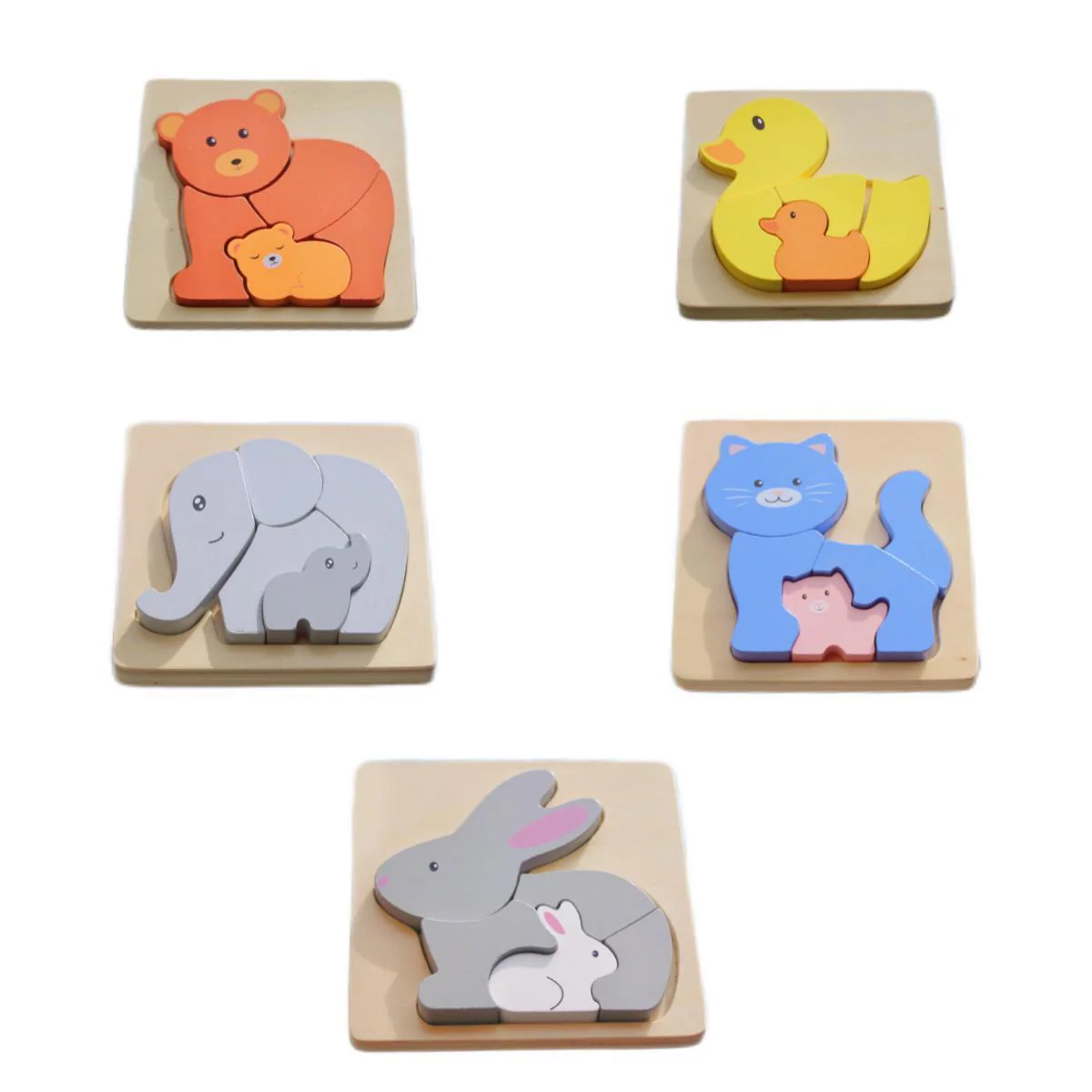 Wooden Animal Parent-Child puzzle (5 Pcs/1 Set) - Image 6