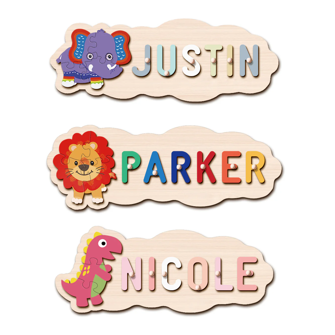 Wooden Animals Baby Name Puzzle - Image 3