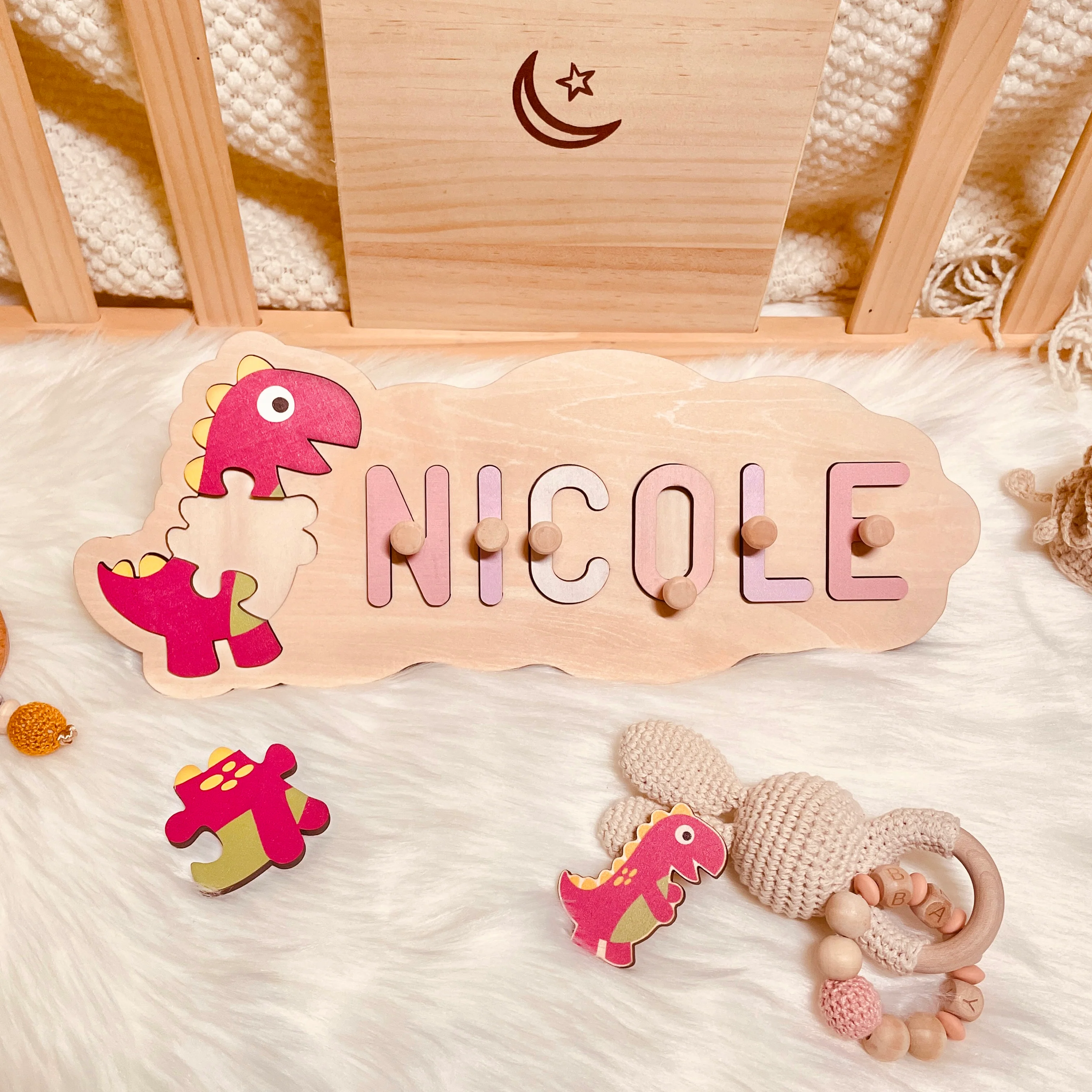 Wooden Animals Baby Name Puzzle - Image 8