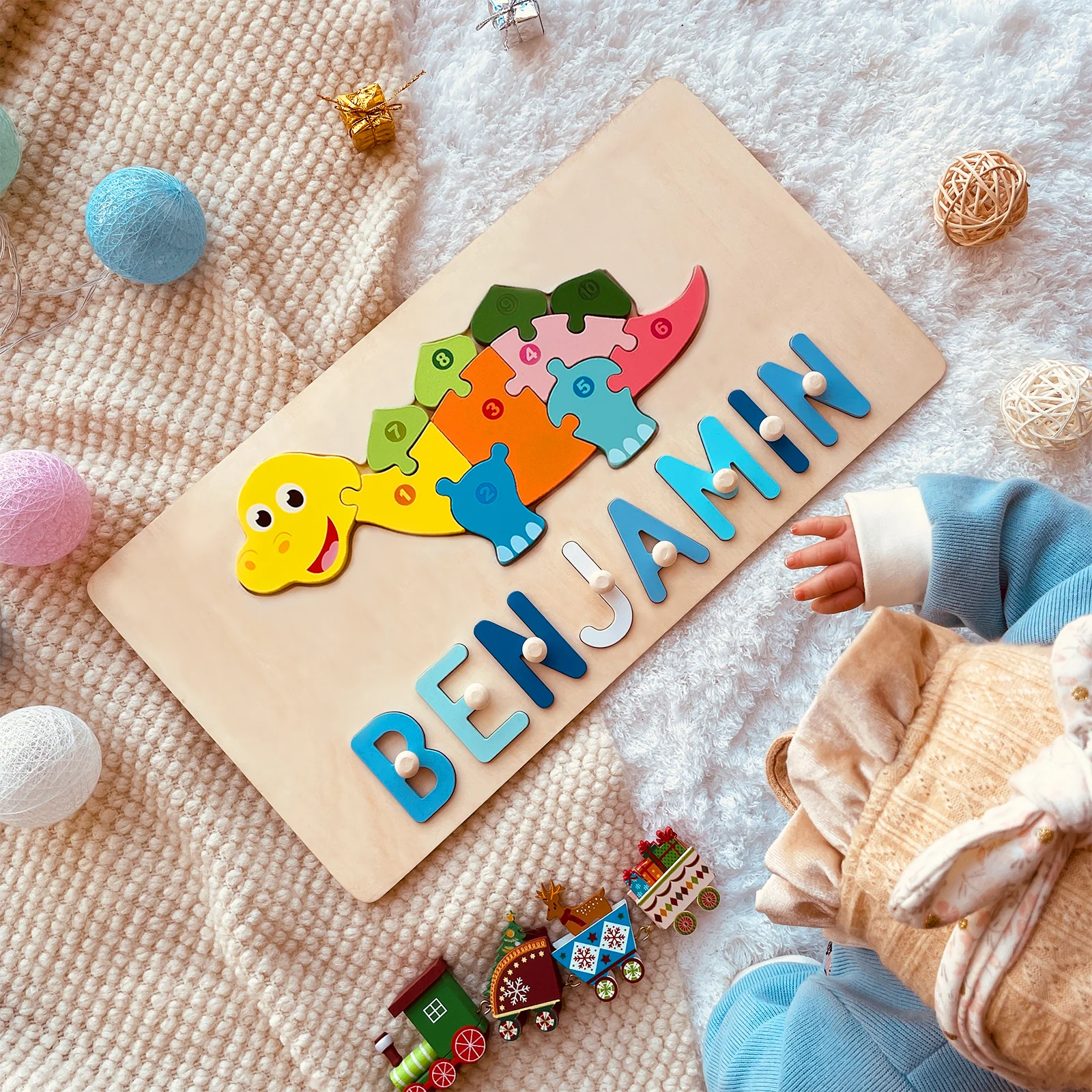 Personalized Wooden Animals Name Puzzle Stacking Puzzle - Image 5
