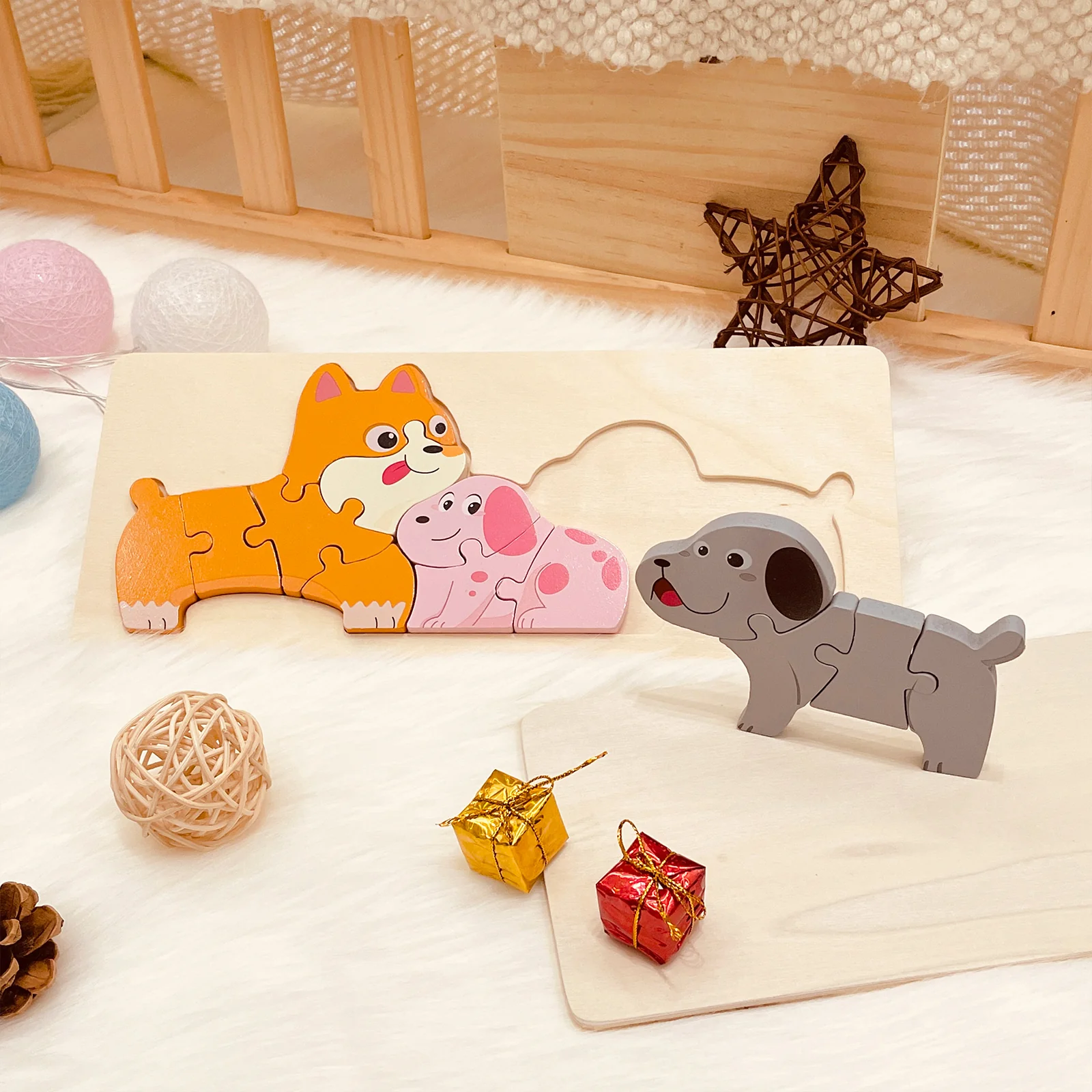 Personalized Wooden Animals Name Puzzle Stacking Puzzle - Image 6