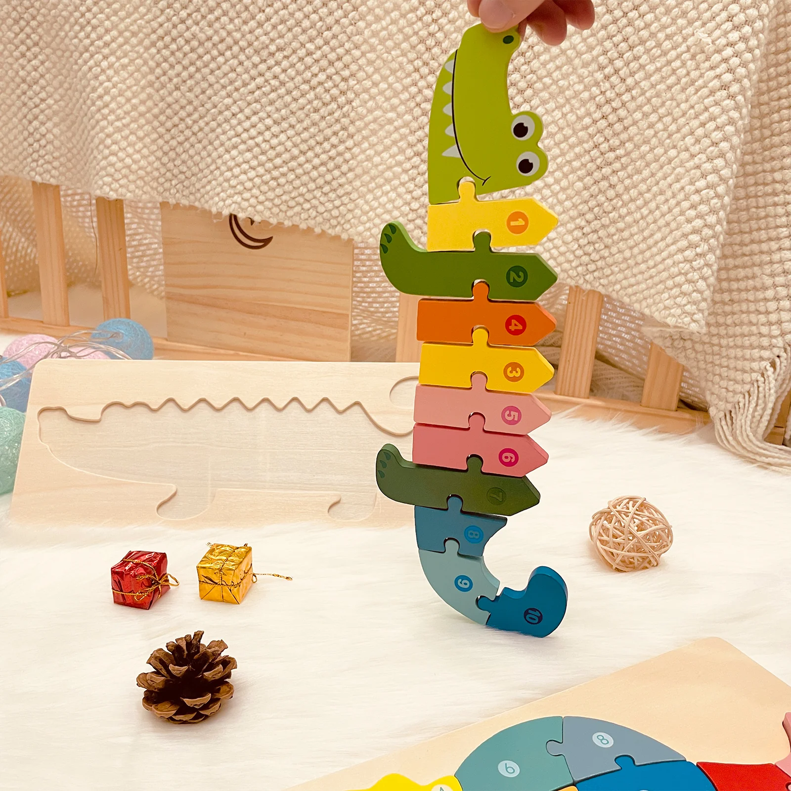 Personalized Wooden Animals Name Puzzle Stacking Puzzle - Image 7