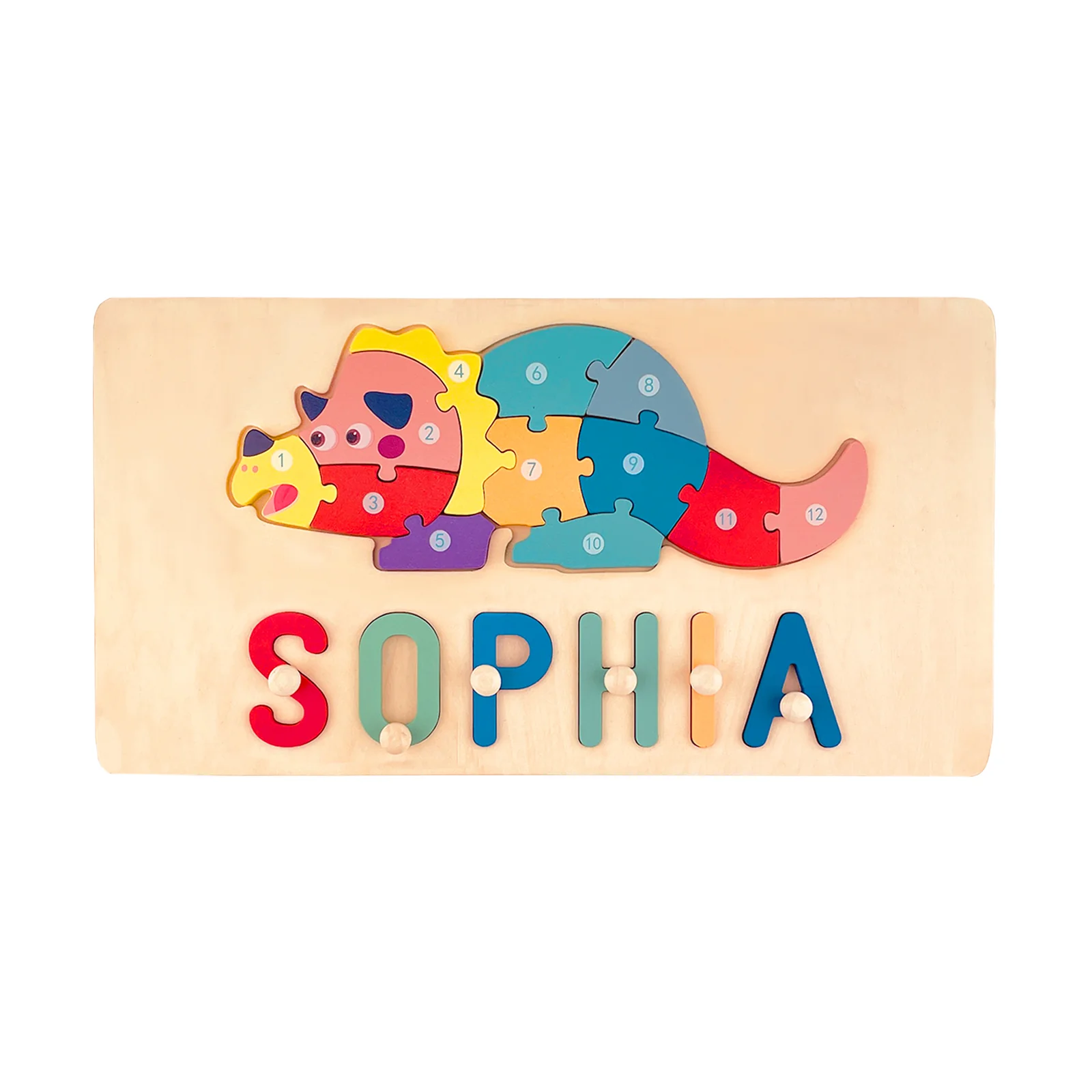 Personalized Wooden Animals Name Puzzle Stacking Puzzle - Image 9