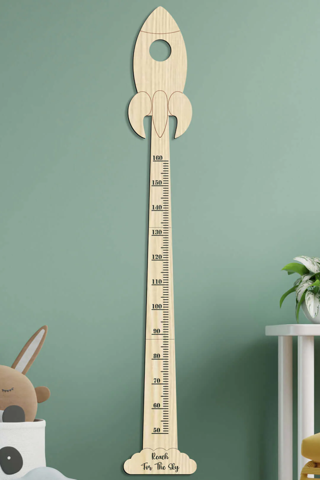 Personalized Wooden Rocket Growth Chart Nursery Decor - Image 2