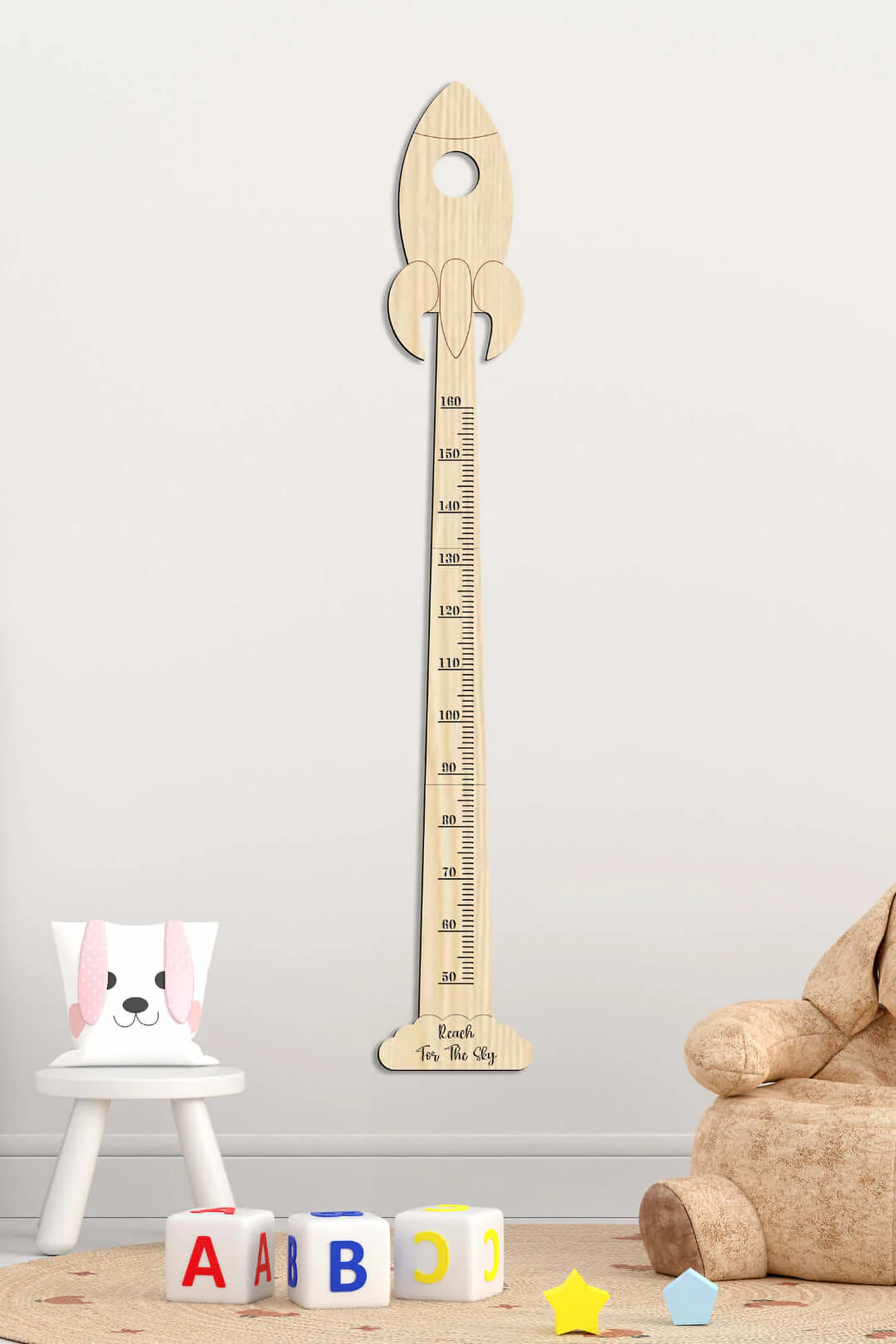 Personalized Wooden Rocket Growth Chart Nursery Decor - Image 3