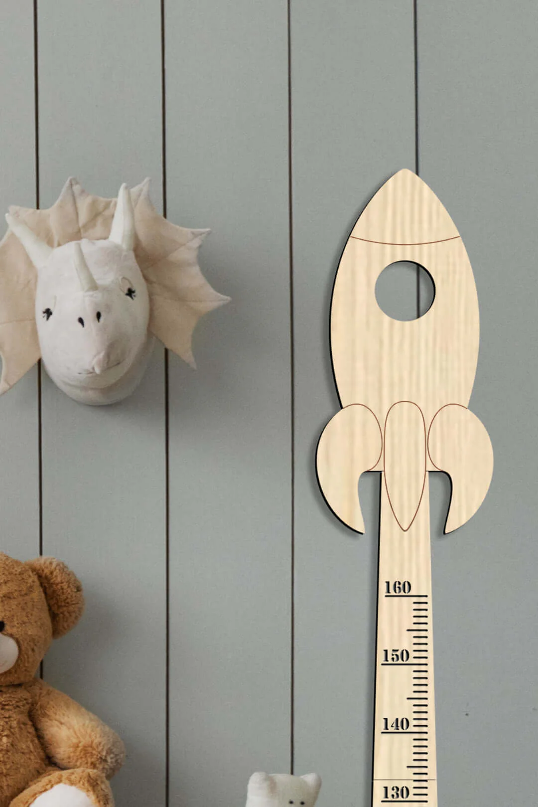 Personalized Wooden Rocket Growth Chart Nursery Decor - Image 4