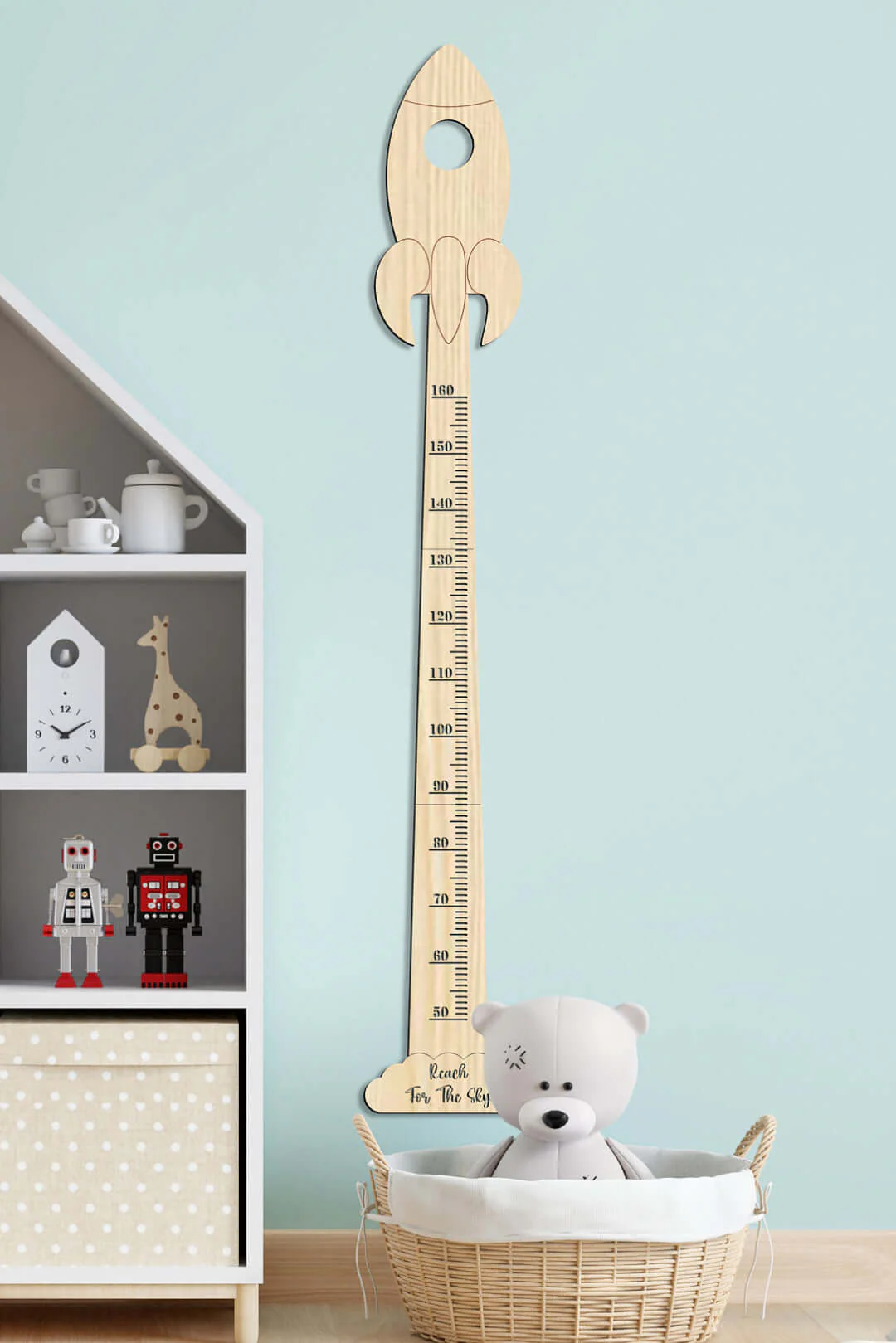 Personalized Wooden Rocket Growth Chart Nursery Decor - Image 5