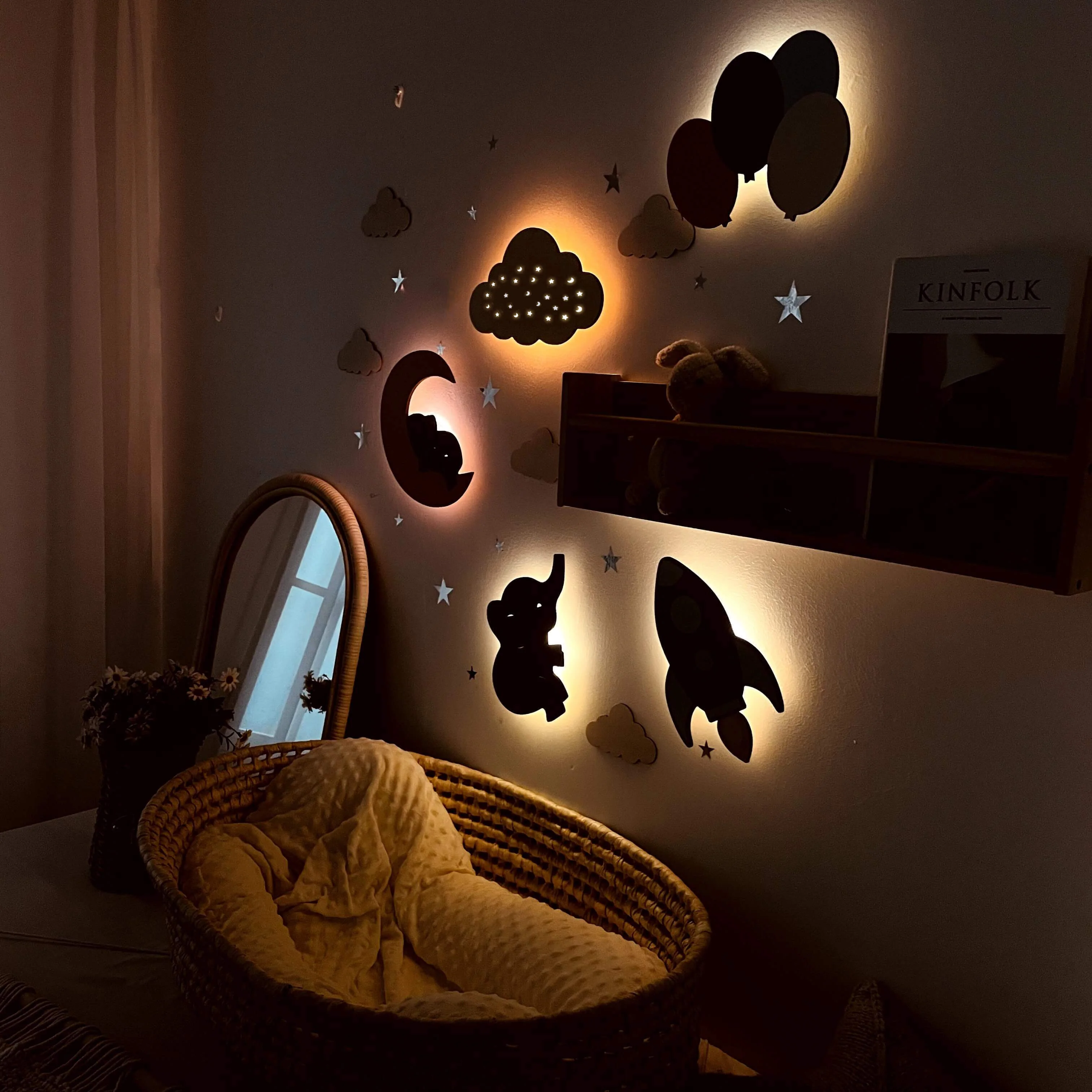 Wooden Baby's Room Wall Light Set - Image 2