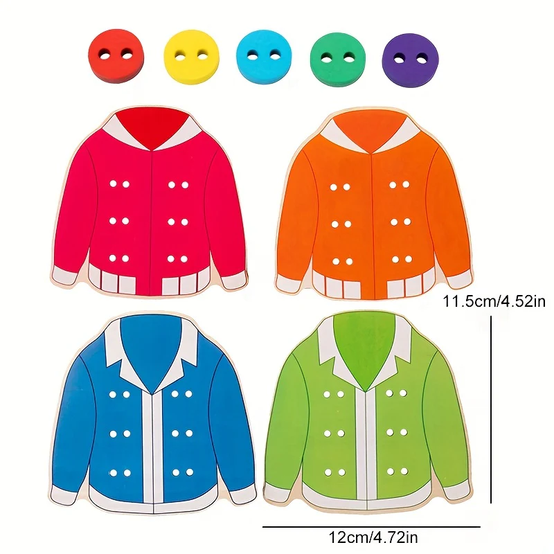 Wooden Button Threading Board Toys - Image 2