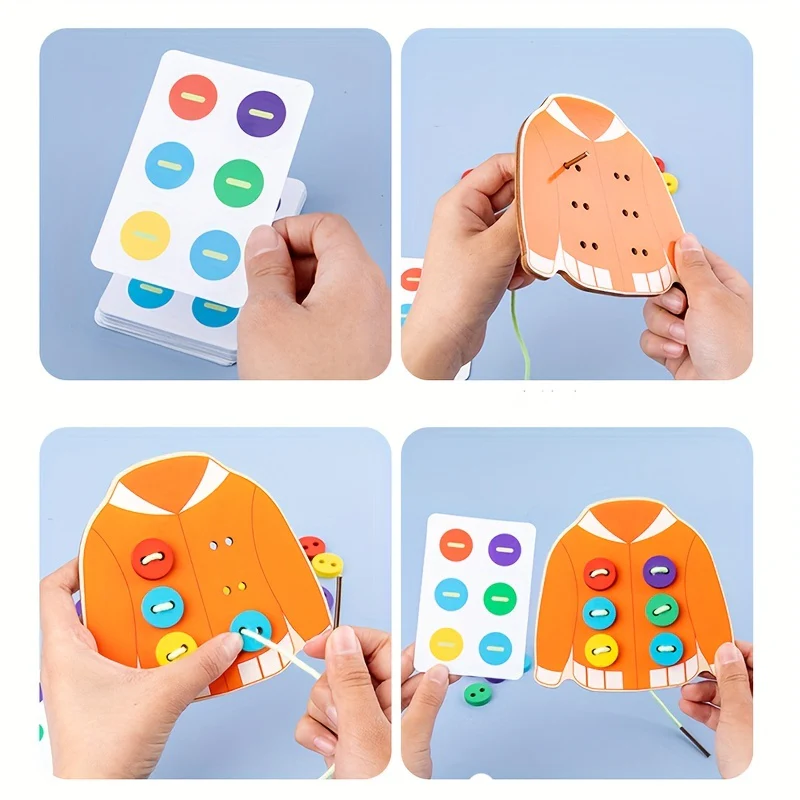 Wooden Button Threading Board Toys - Image 5