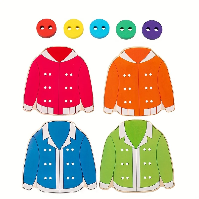 Wooden Button Threading Board Toys - Image 6