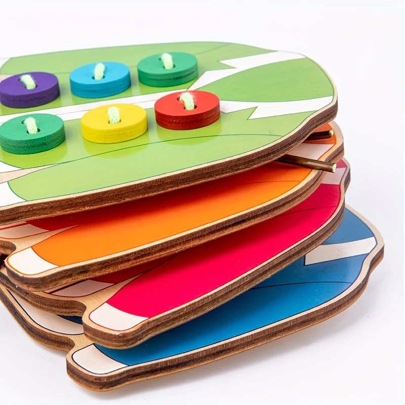 Wooden Button Threading Board Toys - Image 7
