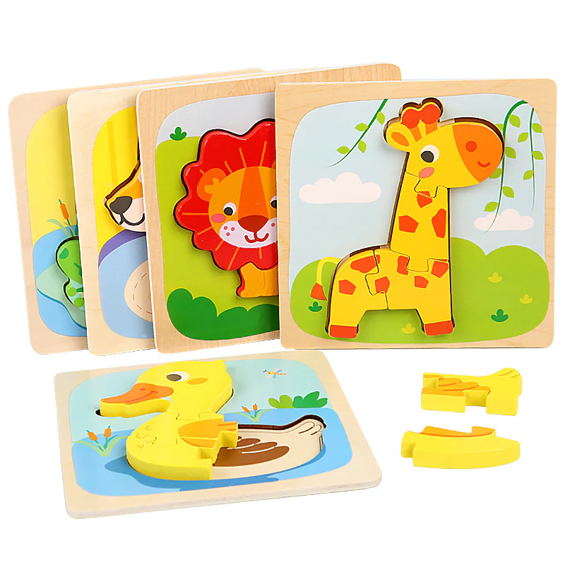 Wooden Cartoon Educational Puzzles (18 Pcs/1 Set) - Image 4