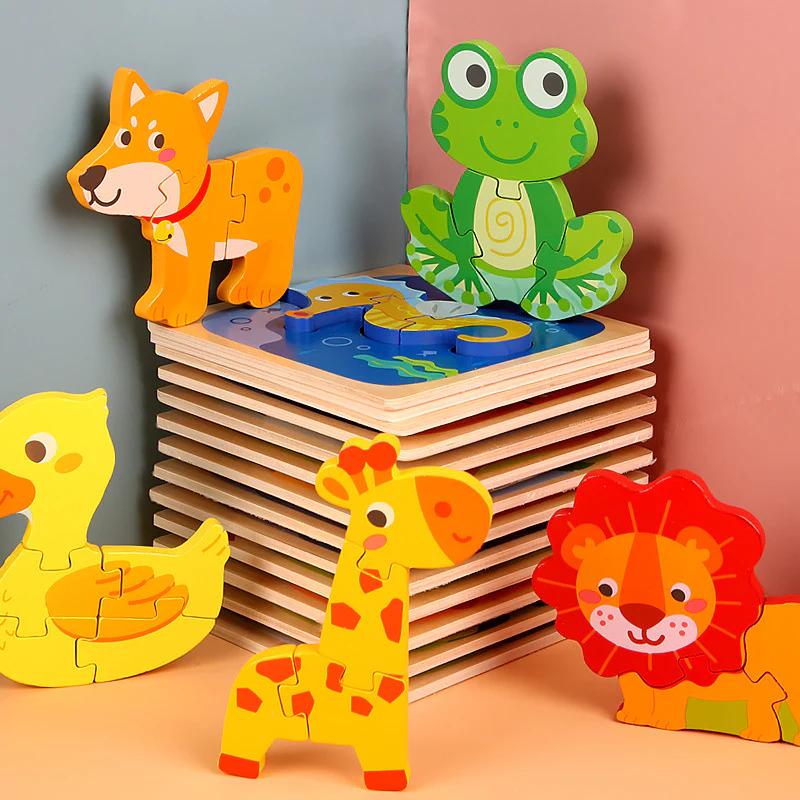 Wooden Cartoon Educational Puzzles (18 Pcs/1 Set) - Image 6