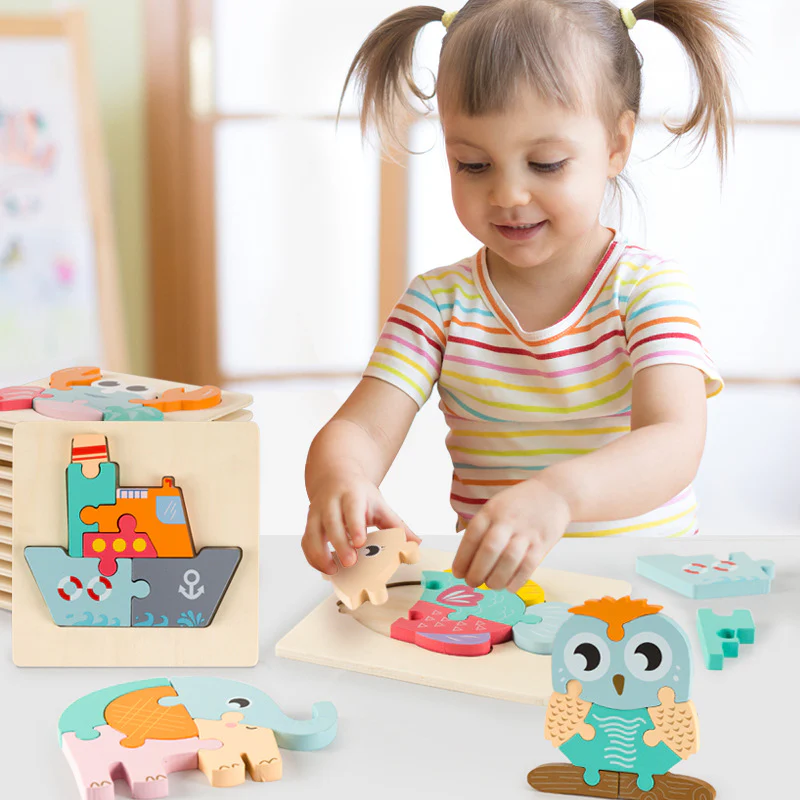 Wooden Cartoon Educational Puzzles (16 Pcs/1 Set) - Image 3