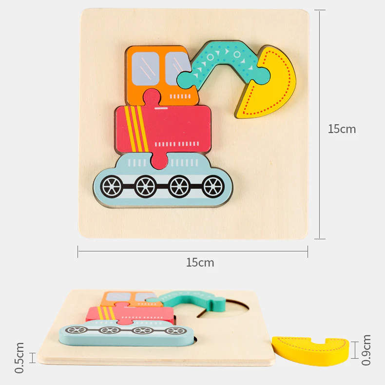 Wooden Cartoon Educational Puzzles (16 Pcs/1 Set) - Image 6