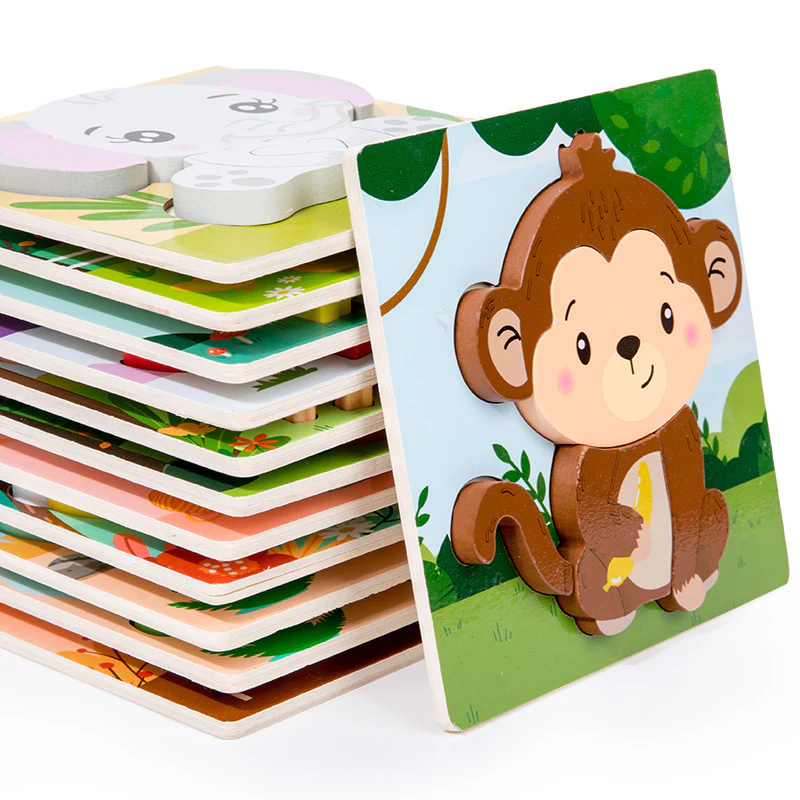 Wooden Cartoon Educational Puzzles (12 Pcs/1 Set) - Image 4