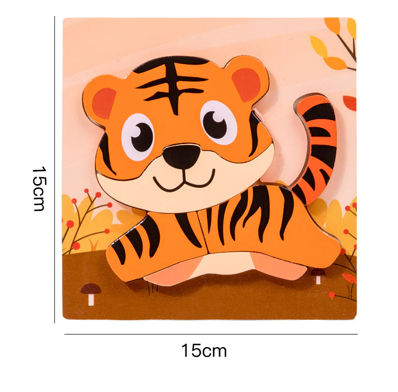 Wooden Cartoon Educational Puzzles (12 Pcs/1 Set) - Image 5