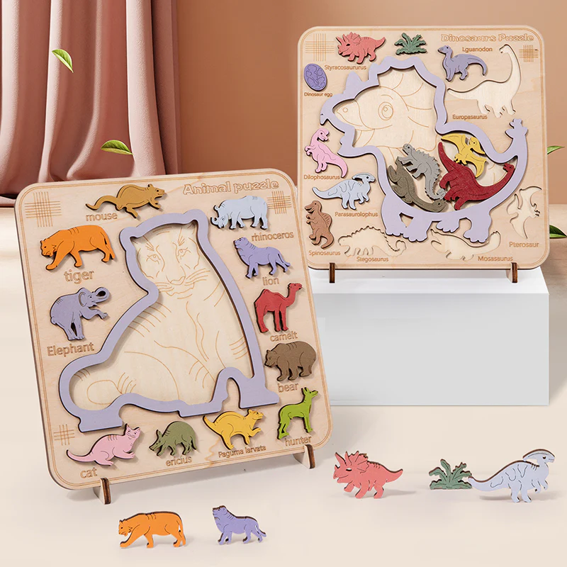 Wooden Dinosaur Brain Matching Stereo Puzzle - Image 3