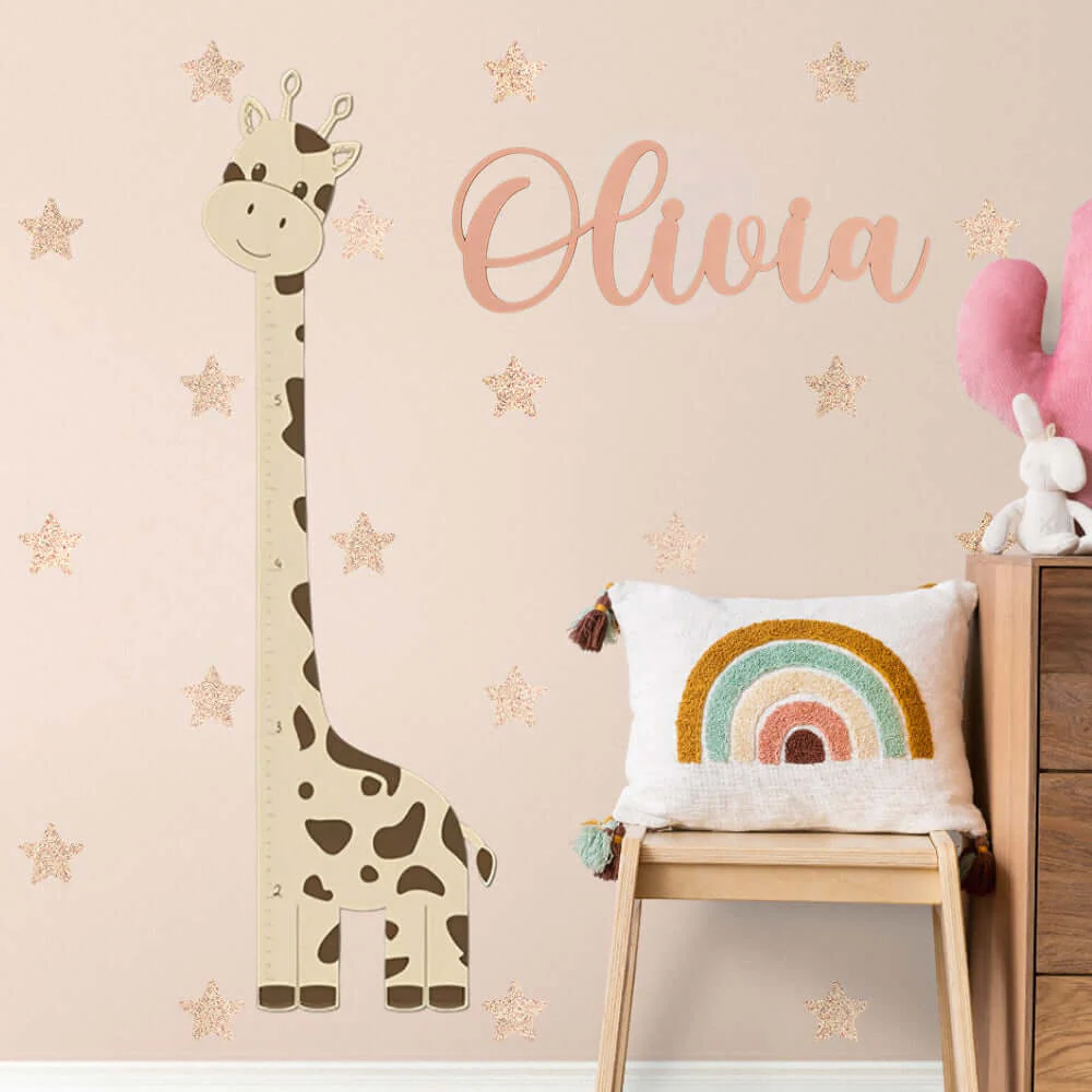 Wooden Giraffe Growth Chart Ruler with Name Sign - Image 4