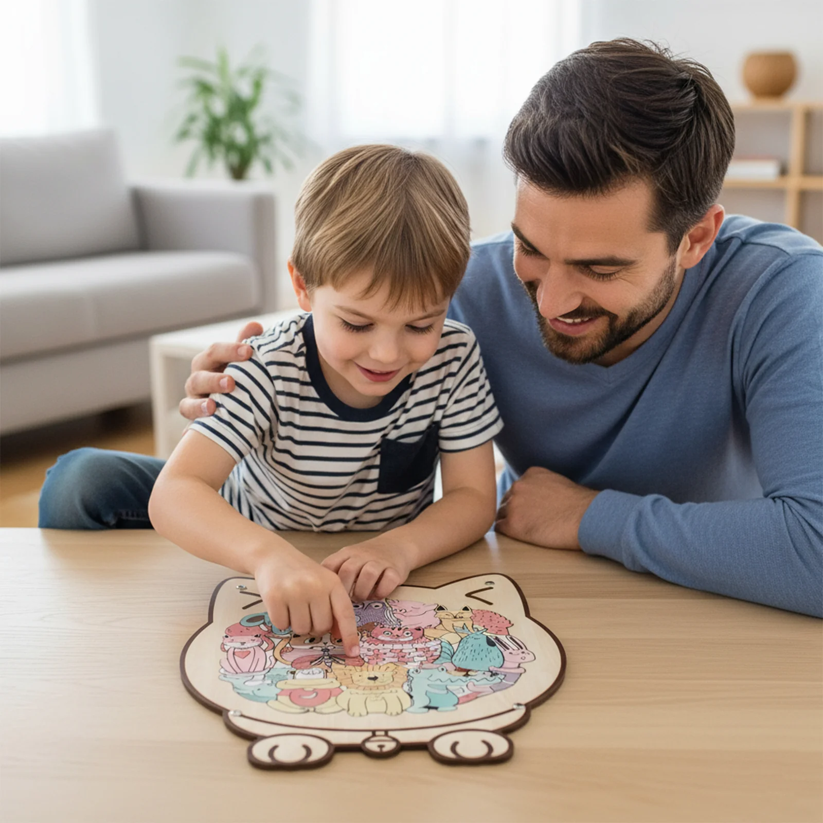 Wooden Kids Jigsaw Puzzle Cat Shaped Montessori Puzzle - Image 10