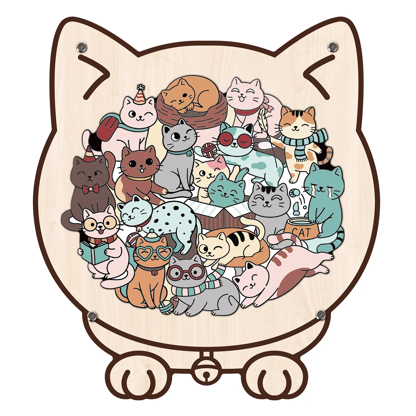 Wooden Kids Jigsaw Puzzle Cat Shaped Montessori Puzzle - Image 4