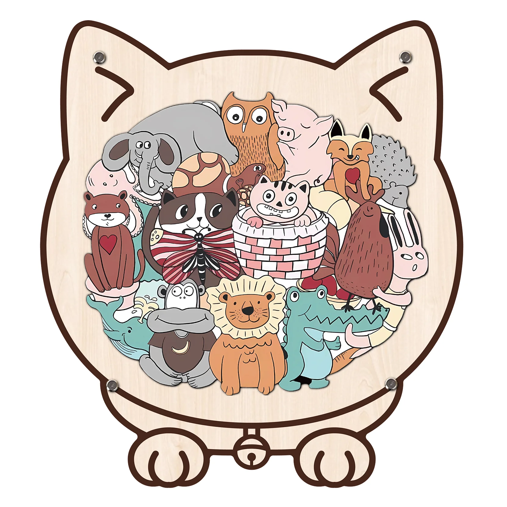 Wooden Kids Jigsaw Puzzle Cat Shaped Montessori Puzzle - Image 7