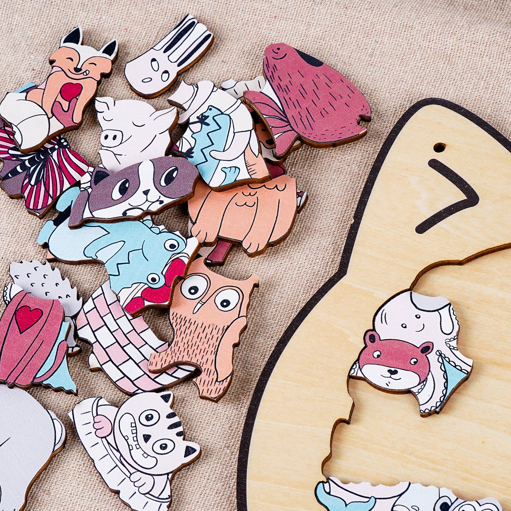 Wooden Kids Jigsaw Puzzle Cat Shaped Montessori Puzzle - Image 9