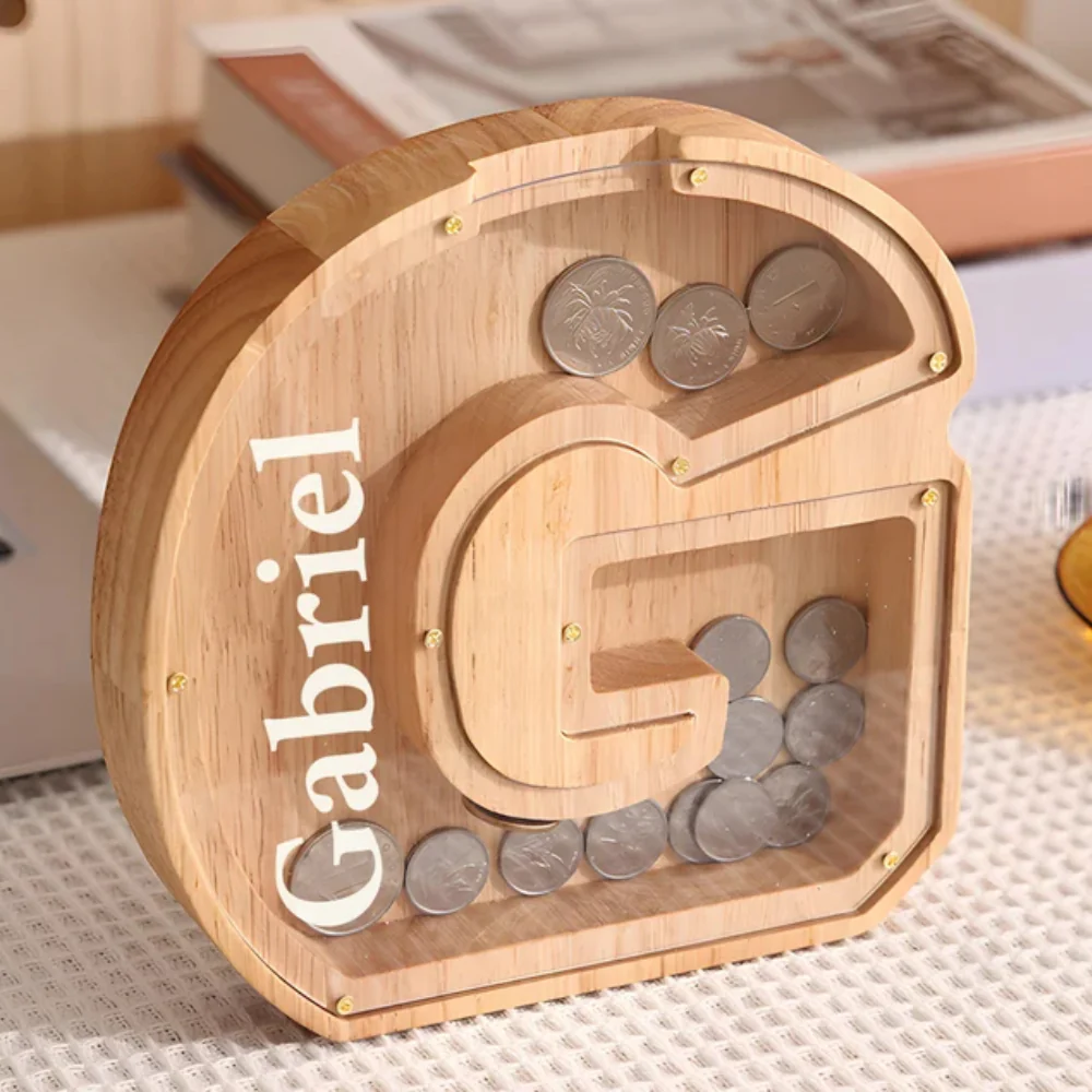 Wooden Letter Piggy Bank Money Box For Kids - Image 5