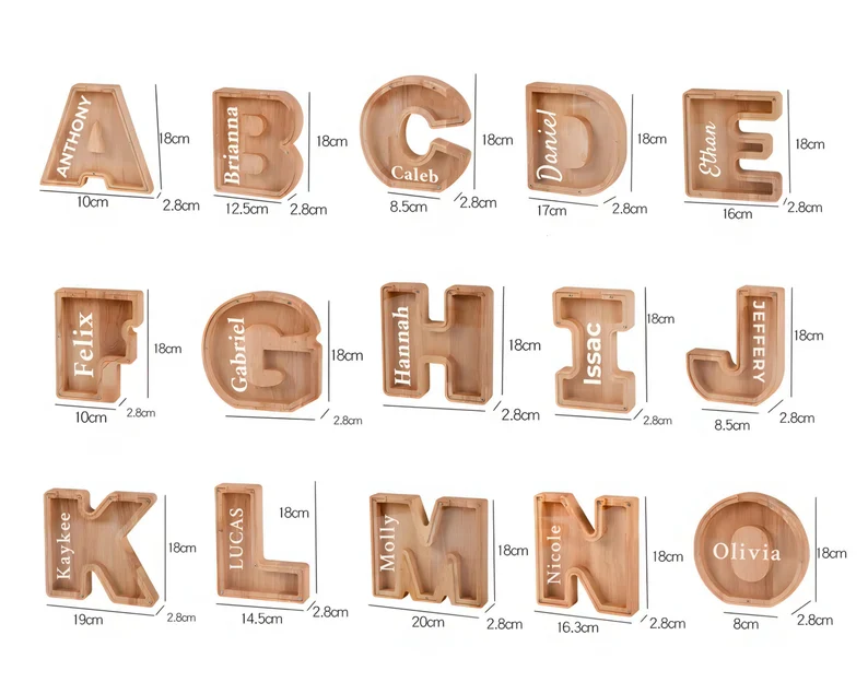 Wooden Letter Piggy Bank Money Box For Kids - Image 7