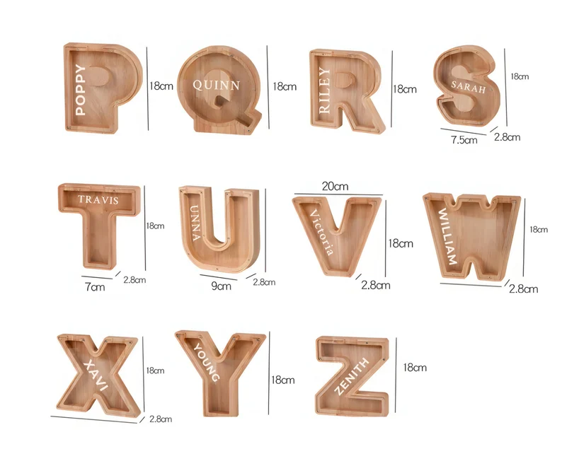 Wooden Letter Piggy Bank Money Box For Kids - Image 8