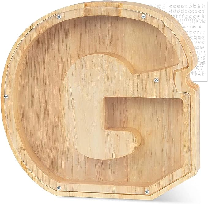 Personalized Wooden Letter Piggy Bank For Kids - Image 11