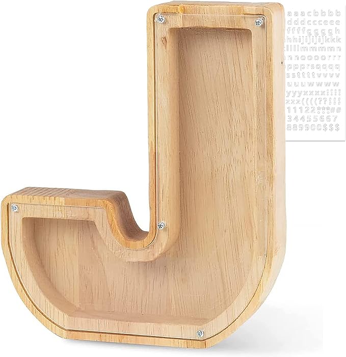 Personalized Wooden Letter Piggy Bank For Kids - Image 14