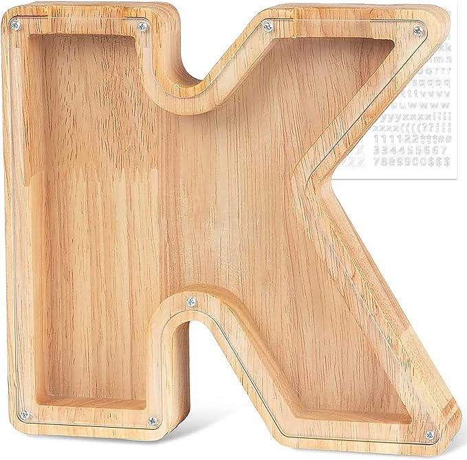 Personalized Wooden Letter Piggy Bank For Kids - Image 15