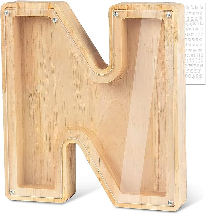 Personalized Wooden Letter Piggy Bank For Kids - Image 18