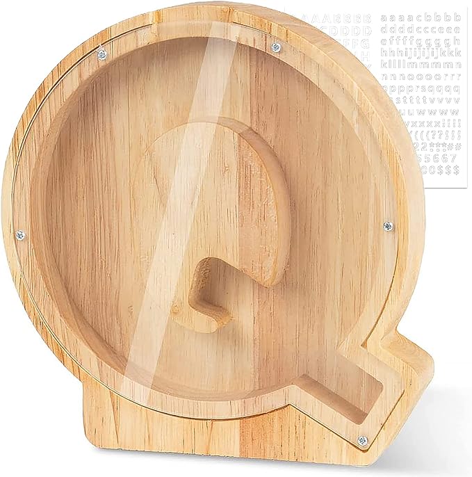 Personalized Wooden Letter Piggy Bank For Kids - Image 21