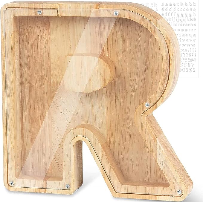 Personalized Wooden Letter Piggy Bank For Kids - Image 22
